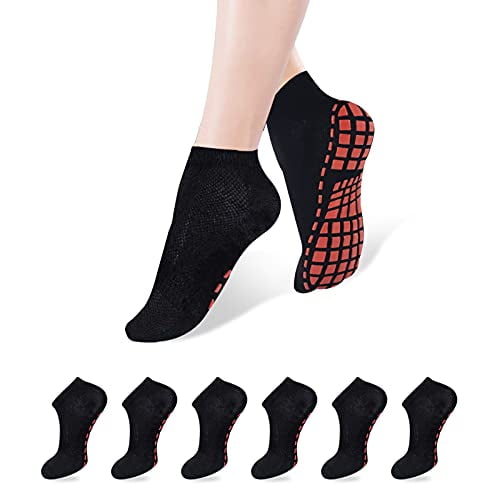 NOVAYARD 6 Pairs Non Slip Grips Socks for Women Men Anti Skid Yoga Pilates Hospital Slipper Socks 